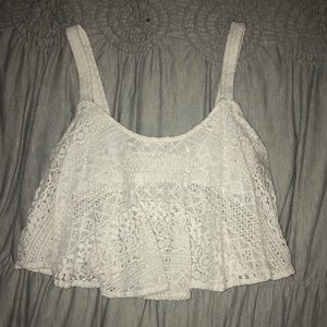 Decree white lace crop top